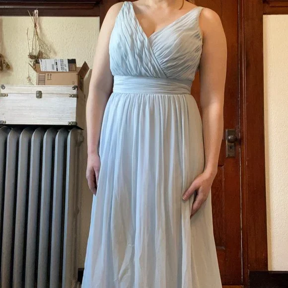 white christmas dresses Ever-Pretty Chiffon Pleated V-Neck Maxi Bridesmaid Dress in Sage with Flutter Sleeve
